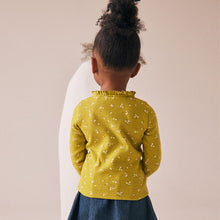 Load image into Gallery viewer, Green Ditsy Floral Long Sleeve Pointelle T-Shirt (3mths-6yrs)
