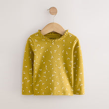 Load image into Gallery viewer, Green Ditsy Floral Long Sleeve Pointelle T-Shirt (3mths-6yrs)
