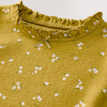 Load image into Gallery viewer, Green Ditsy Floral Long Sleeve Pointelle T-Shirt (3mths-6yrs)

