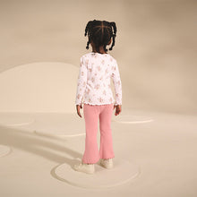 Load image into Gallery viewer, Ecru &amp; Pink Ditsy Floral Rib Long Sleeve T-Shirt (3mths-6yrs)
