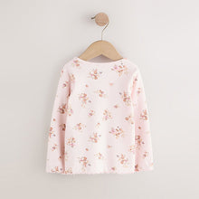 Load image into Gallery viewer, Ecru &amp; Pink Ditsy Floral Rib Long Sleeve T-Shirt (3mths-6yrs)
