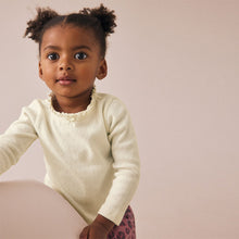 Load image into Gallery viewer, Ecru White Long Sleeve Pointelle T-Shirt (3mths-6yrs)
