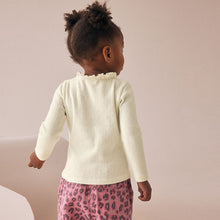 Load image into Gallery viewer, Ecru White Long Sleeve Pointelle T-Shirt (3mths-6yrs)
