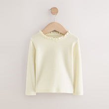 Load image into Gallery viewer, Ecru White Long Sleeve Pointelle T-Shirt (3mths-6yrs)
