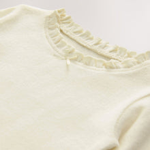 Load image into Gallery viewer, Ecru White Long Sleeve Pointelle T-Shirt (3mths-6yrs)
