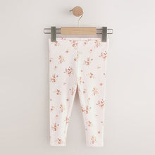 Load image into Gallery viewer, Ecru White Ditsy Floral Rib Leggings (3mths-6yrs)
