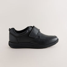 Load image into Gallery viewer, Black Standard Fit (F) Leather 1 Strap Touch Fastening School Shoes
