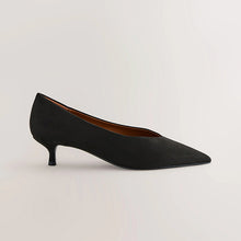 Load image into Gallery viewer, Black Standard/Wide Fit Point Toe Low Kitten Heels Shoes
