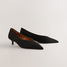 Load image into Gallery viewer, Black Standard/Wide Fit Point Toe Low Kitten Heels Shoes
