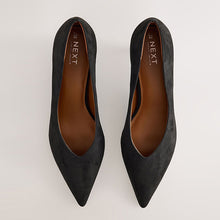 Load image into Gallery viewer, Black Standard/Wide Fit Point Toe Low Kitten Heels Shoes
