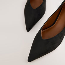 Load image into Gallery viewer, Black Standard/Wide Fit Point Toe Low Kitten Heels Shoes

