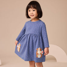 Load image into Gallery viewer, Blue Guinea Pig Long Sleeve Embellished Dress (6mths-6yrs)
