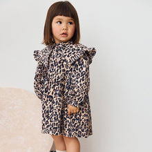 Load image into Gallery viewer, Leopard Print Long Sleeve Collared Dress (3mths-6yrs)
