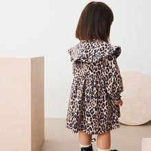 Load image into Gallery viewer, Leopard Print Long Sleeve Collared Dress (3mths-6yrs)
