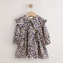 Load image into Gallery viewer, Leopard Print Long Sleeve Collared Dress (3mths-6yrs)
