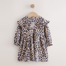 Load image into Gallery viewer, Leopard Print Long Sleeve Collared Dress (3mths-6yrs)
