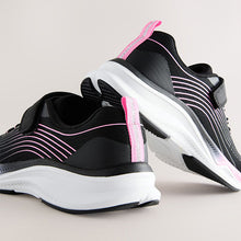 Load image into Gallery viewer, Black/Pink Standard Fit (F) Elastic Lace-Up Trainers
