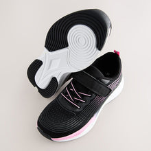 Load image into Gallery viewer, Black/Pink Standard Fit (F) Elastic Lace-Up Trainers
