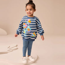 Load image into Gallery viewer, Navy Stripe Characters Sweatshirt and Leggings Set (3mths-6yrs)
