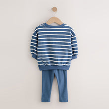 Load image into Gallery viewer, Navy Stripe Characters Sweatshirt and Leggings Set (3mths-6yrs)
