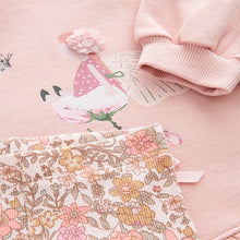 Load image into Gallery viewer, Pink Floral Fairy Frill Hem Sweatshirt &amp; Leggings Set (3mths-6yrs)
