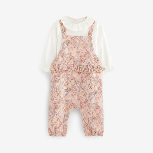 Pale Pink Baby 2pc Baby Dungaree & Bodysuit Set (0mths-18 mths)