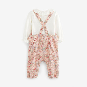 Pale Pink Baby 2pc Baby Dungaree & Bodysuit Set (0mths-18 mths)