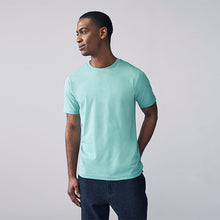 Load image into Gallery viewer, Turquoise Blue Slim Fit Essential Crew Neck Cotton T-Shirt
