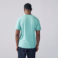 Load image into Gallery viewer, Turquoise Blue Slim Fit Essential Crew Neck Cotton T-Shirt
