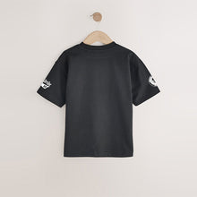 Load image into Gallery viewer, Black/White Skull Relaxed Fit Short Sleeve Graphic T-Shirt (4-9yrs)
