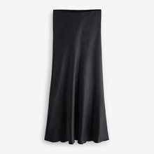 Load image into Gallery viewer, Black Satin Midi Skirt
