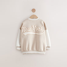 Load image into Gallery viewer, Beige Boucle Varsity Embroidered Jacket (3-12yrs)
