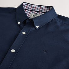 Load image into Gallery viewer, Navy Blue Stretch Oxford Short Sleeve Shirt
