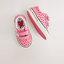 Load image into Gallery viewer, Pink Heart Standard Fit (F) Touch Fastening Trainers
