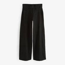 Load image into Gallery viewer, Black Jersey Denim Wide Leg Trousers
