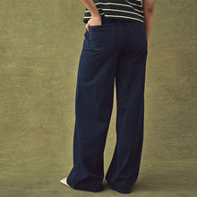 Load image into Gallery viewer, Indigo Blue Jersey Denim Wide Leg Trousers
