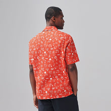 Load image into Gallery viewer, Red Palm Tree Conversational Printed Short Sleeve Shirt
