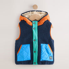 Load image into Gallery viewer, Multi Colourblock Borg Gilet (3mths-3yrs)
