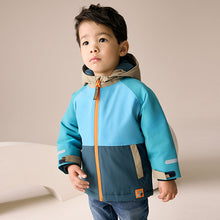 Load image into Gallery viewer, Navy/Turquoise Waterproof Warm Padded Coat (3mths-6yrs)
