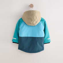 Load image into Gallery viewer, Navy/Turquoise Waterproof Warm Padded Coat (3mths-6yrs)
