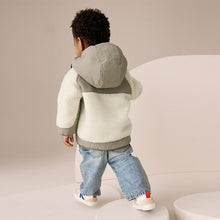 Load image into Gallery viewer, Khaki/Cream Colourblock Borg Jacket (3mths-6yrs)
