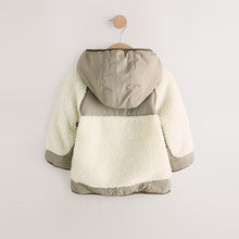 Load image into Gallery viewer, Khaki/Cream Colourblock Borg Jacket (3mths-6yrs)
