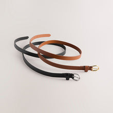 Load image into Gallery viewer, Black/Tan Skinny PU Belts 2 Pack
