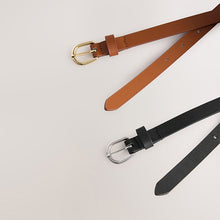 Load image into Gallery viewer, Black/Tan Skinny PU Belts 2 Pack
