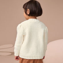 Load image into Gallery viewer, Ecru Chunky Knit Bobble Cardigan (3mths-10yrs)
