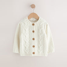 Load image into Gallery viewer, Ecru Chunky Knit Bobble Cardigan (3mths-10yrs)
