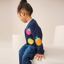 Load image into Gallery viewer, Navy Strawberry V-Neck Cardigan (3mths-6yrs)
