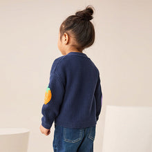 Load image into Gallery viewer, Navy Strawberry V-Neck Cardigan (3mths-6yrs)
