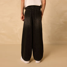 Load image into Gallery viewer, Washed Black Super-wide Fit Authentic Jeans (3-12yrs)
