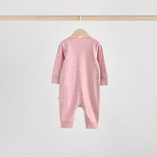 Load image into Gallery viewer, Pink 4 Pack Two Way Zip Baby Sleepsuits (0-18mths)
